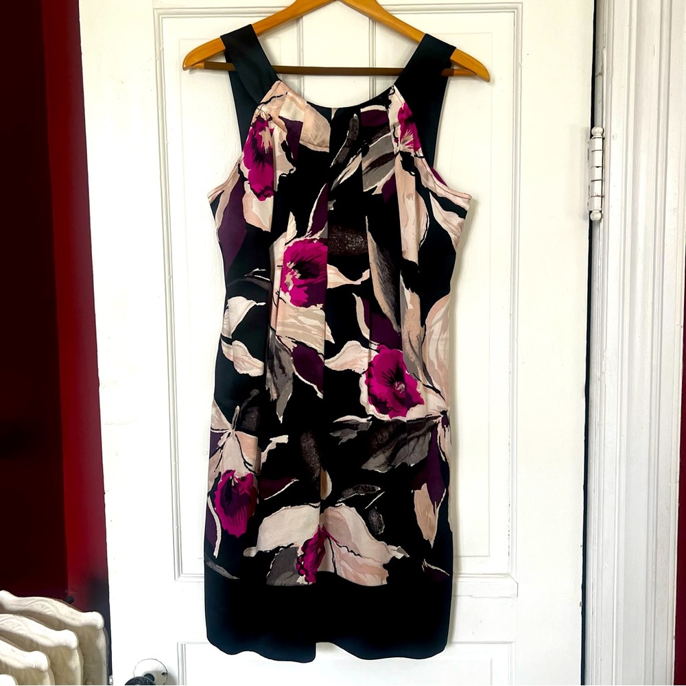 TED BAKER 100% Silk Black Floral Dress Size 10 (Ted Baker 4)